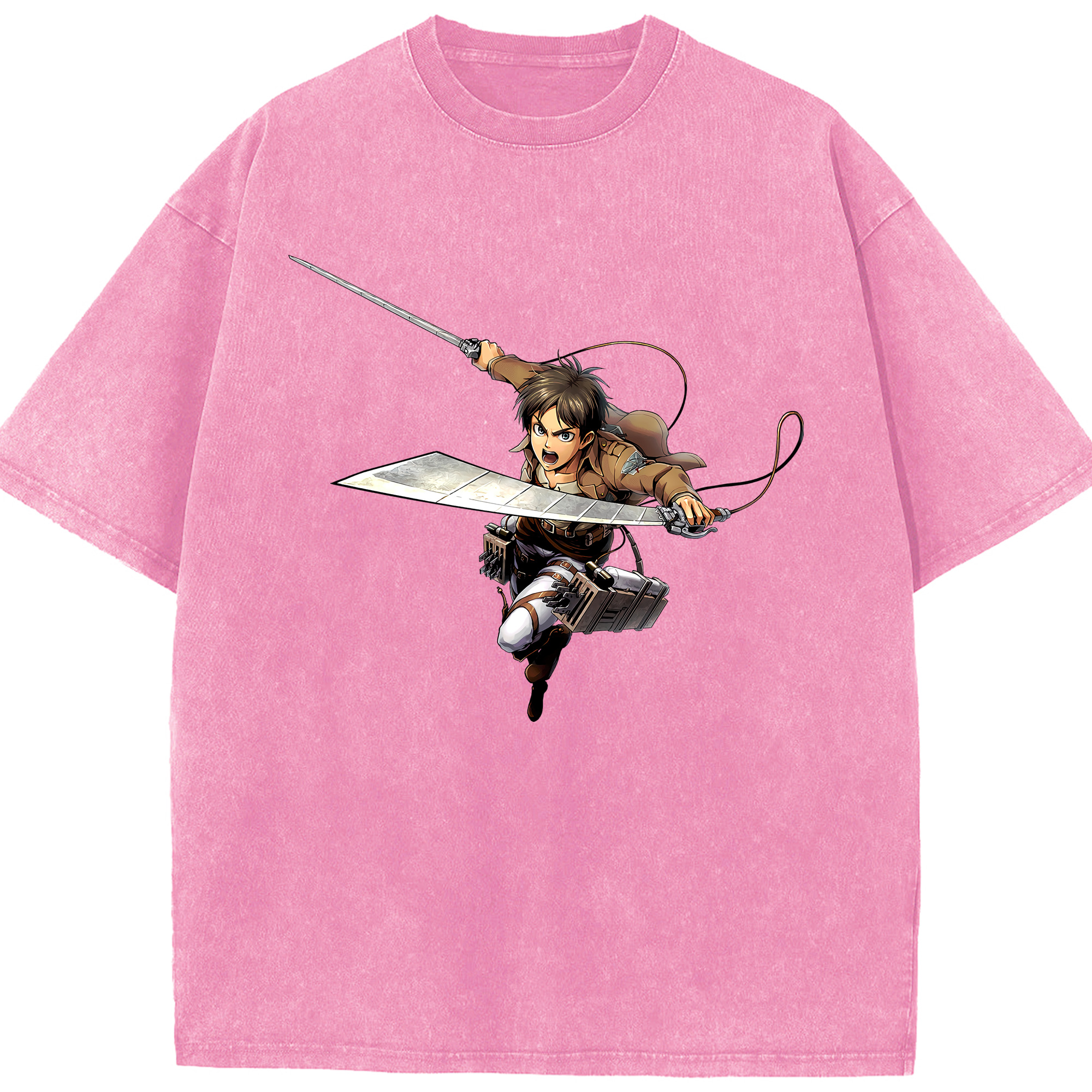 （画像用） 進撃の巨人 エレン･イェーガー Attack on Titan Eren Jäger 綿100% ヴィンテージ風 半袖Tシャツ（フロントプリント）